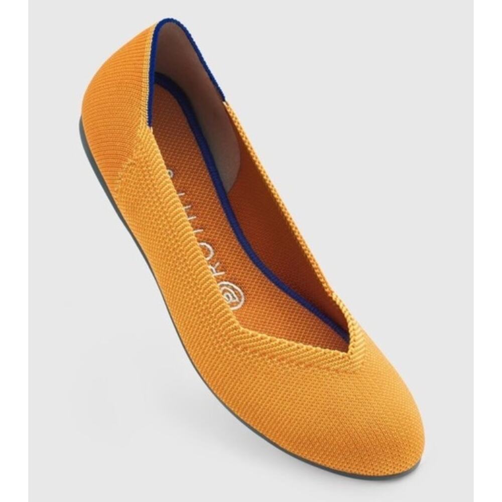 Rothy’s The Flat Lemondrop Orange Knit Ballet Flats Size 9.5